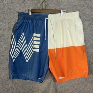 Whataburger Swim Trunks Mens XL Blue Orange Pockets Mesh Lined Logo
